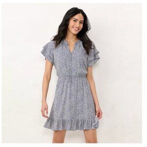 LC Lauren Conrad, Women's Double Ruffle Sleeve Fit & Flare Dress - Size Small